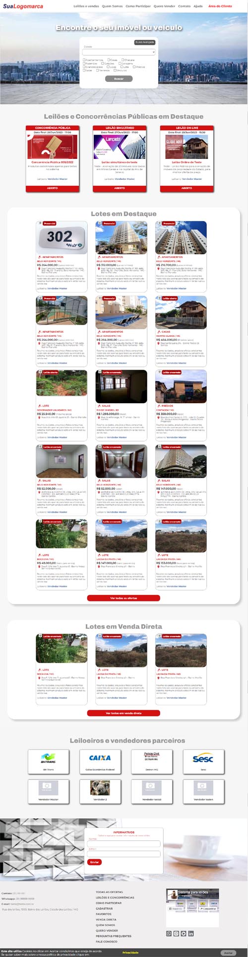 Modelo do site para leil&otilde;es em formato de marketplace