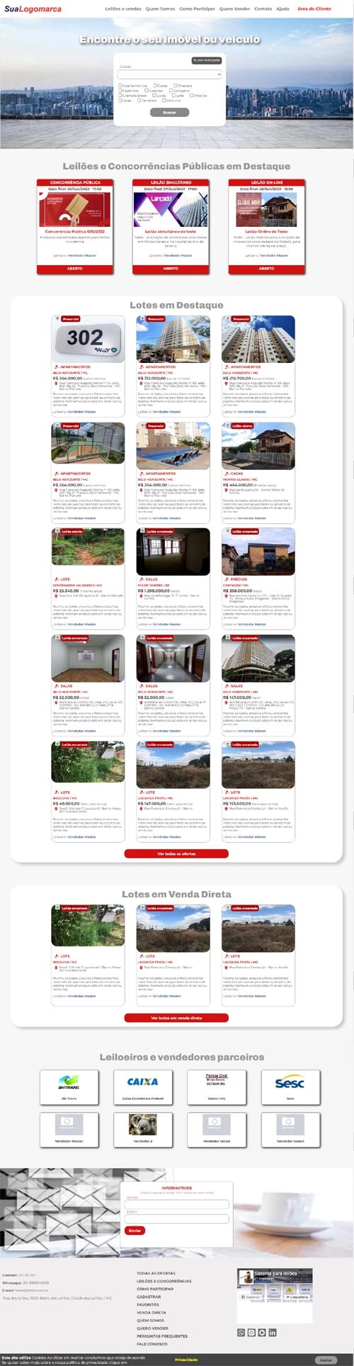 Modelo do sistema para leil&otilde;es em formato de marketplace